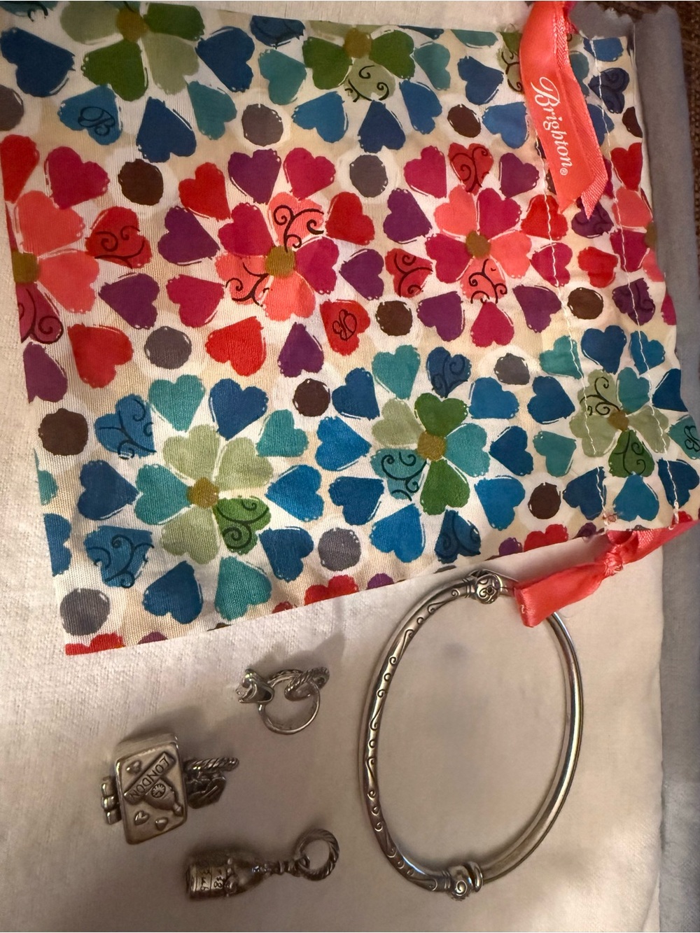 Brighton Charm Bangle Bracelet Bundle Suitcase Bubbly Ring Deco Spacer